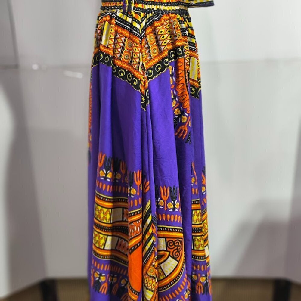 Lapogee Dashiki Print Purple Long Maxi Skirt and Small Scarf Women's Large - Picture 7 of 12